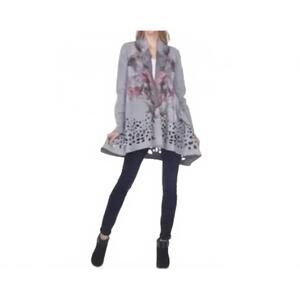 NEW KAMANA suede fur bird cardigan in grey